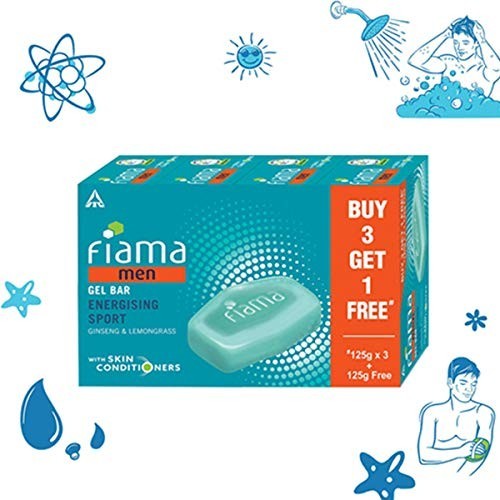 Fiama Men Sport Gel Bar 4x125g Ginseng Lemongrass Moisturizing Soap