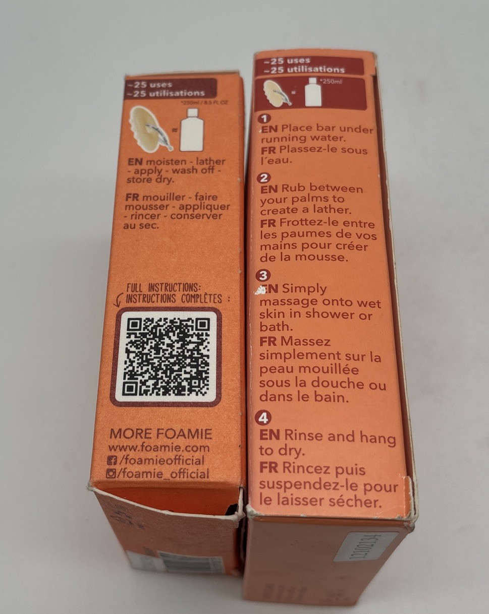 2 – Foamie Shower Body Bar Papaya & Oat Milk 2 in 1 Nourishing 2.8oz 80g