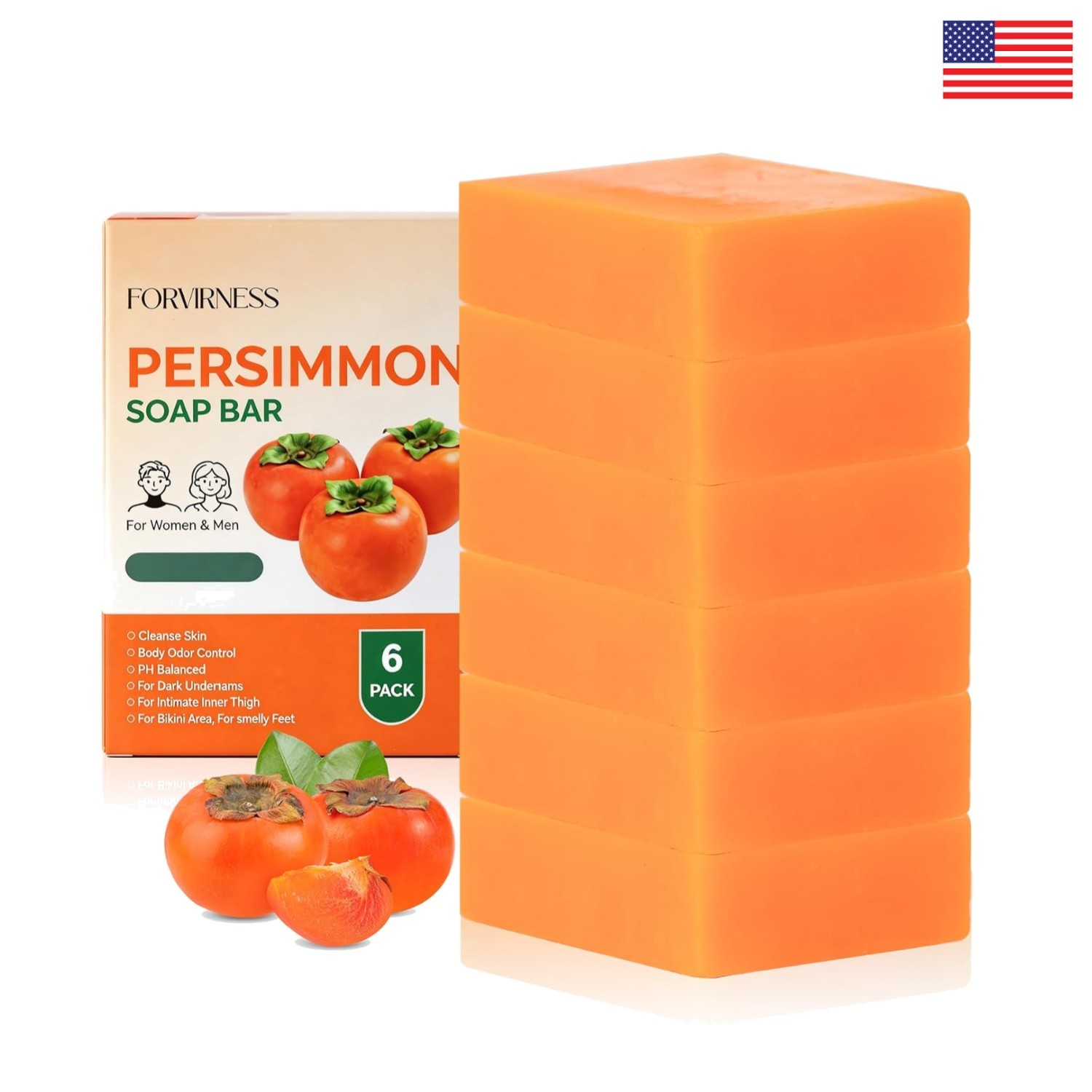6Pack Persimmon Soap Bar for Body Odor, Japanese Persimmon Soap Eliminates Ag…