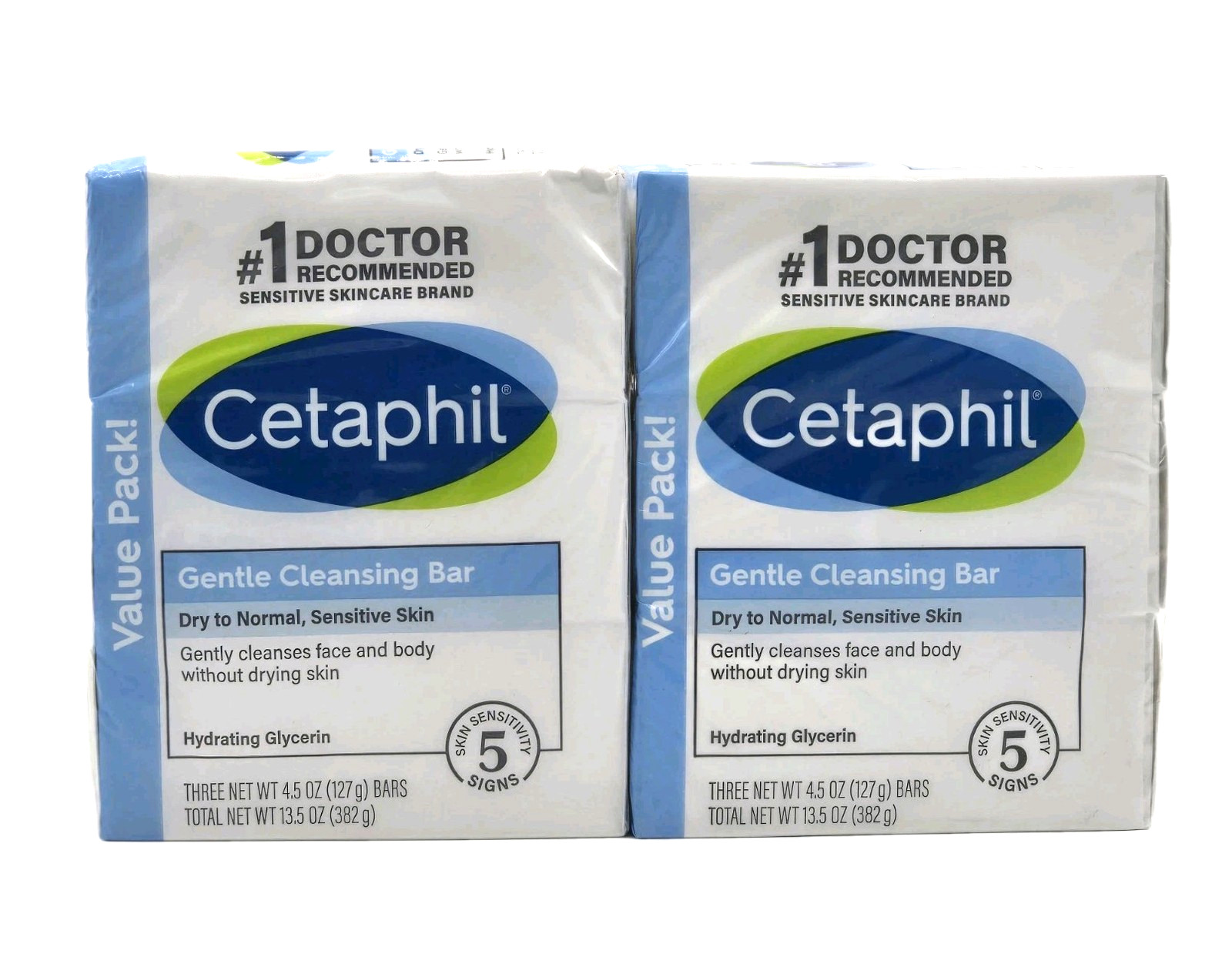 2x VALUE PK Cetaphil GENTLE CLEANSING BAR 4.5oz Dry Sensitive Skin = 6 bars
