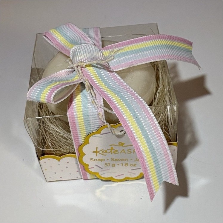 kateASPen Round White Bar Soap Gift Favor Box with Ribbon 1.8 oz