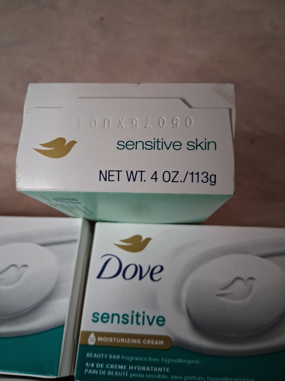 Lot Of 6 Dove Sensitive Beauty Bar Soap 3.75 oz Moisturizing Cream +One 4 Oz
