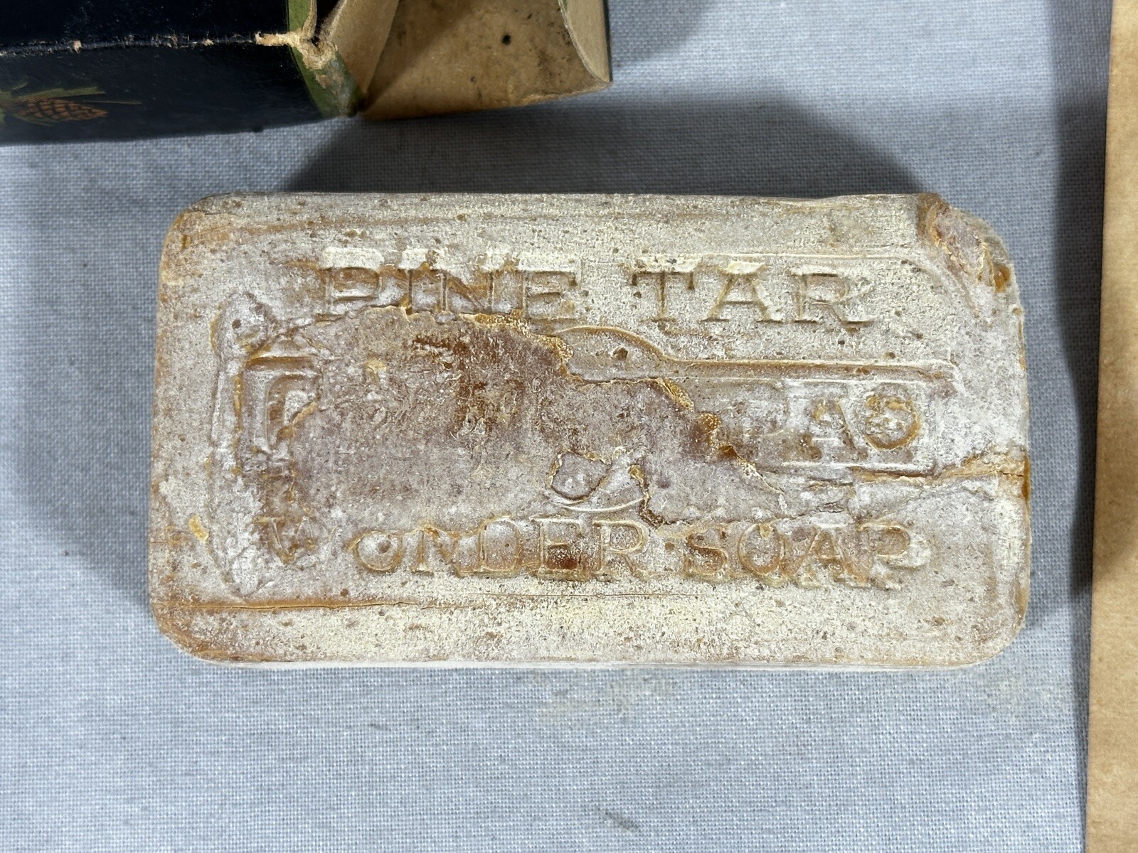 Antique Grandpa’s Wonder Pine Tar Toilet Soap Cincinnati Ohio Orig Paper Insert
