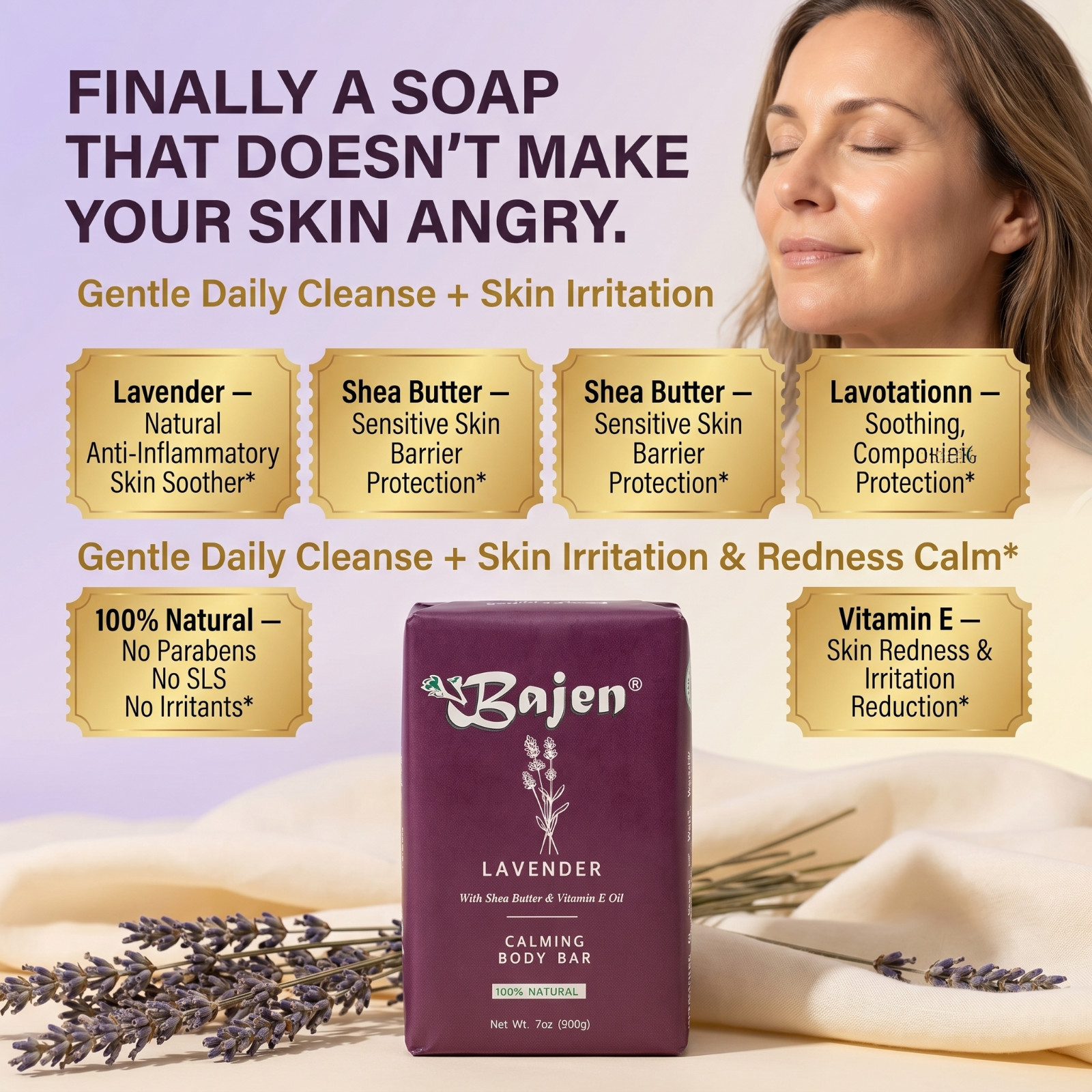 LAVENDER CALMING BODY SOAP – Aromatherapy Stress Relief Nervous System Calm 7 oz