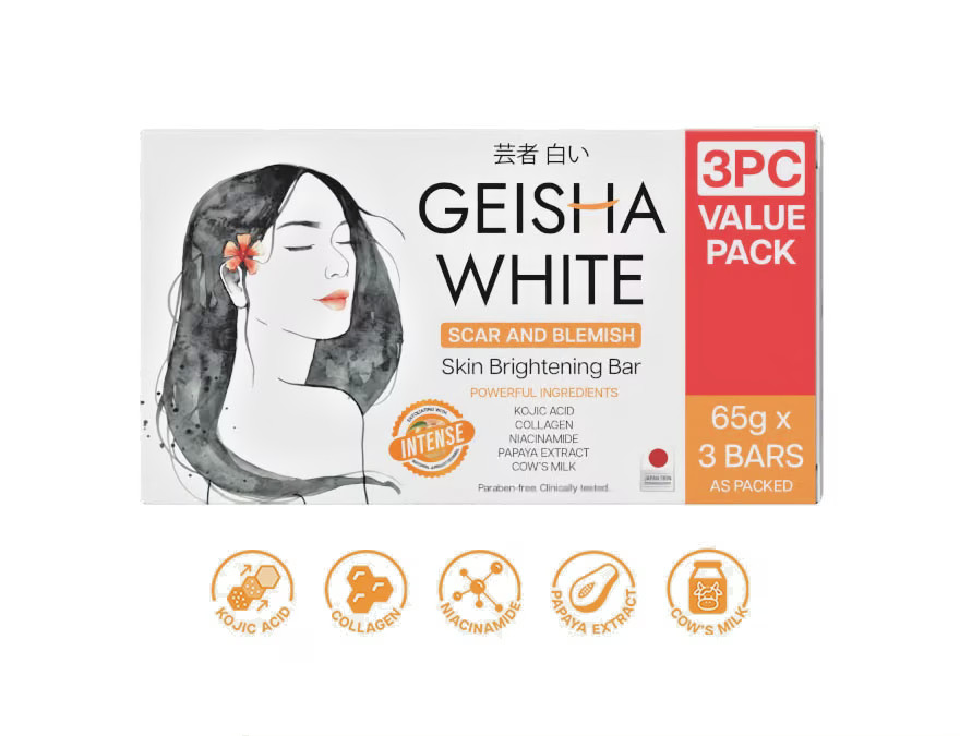 Original Geisha Scar and Blemish Skin Brightening Bar Intense 65g x 3 Bars