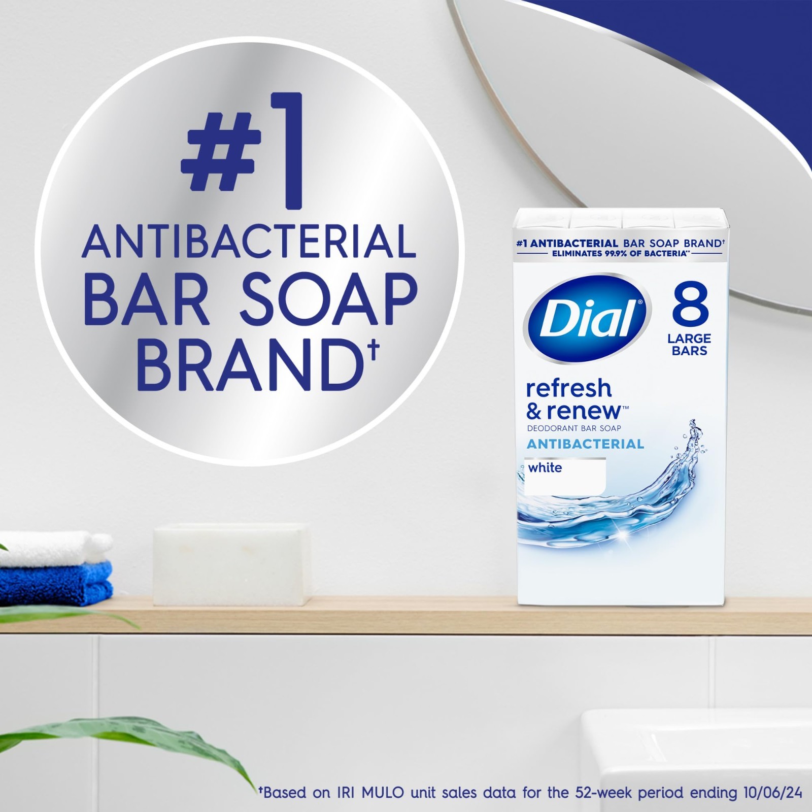 Antibacterial Bar Soap – Refresh & Renew, 4 oz, Pack of 32 Bars, Skin Care