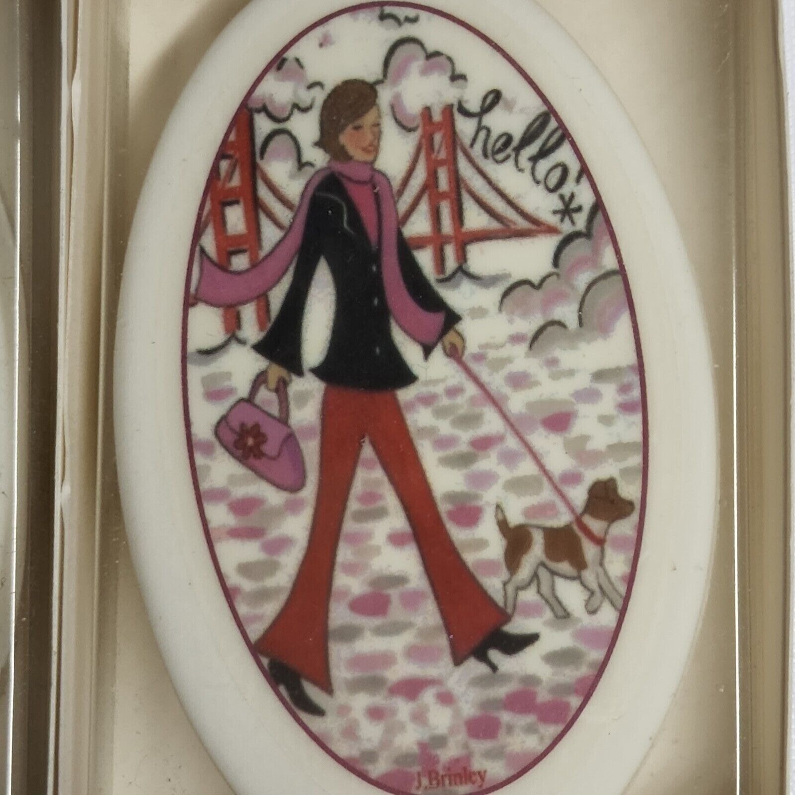 Vintage SoapArt Picture Soap Lot 2 Fashion Art Lady Dog Collectible USA