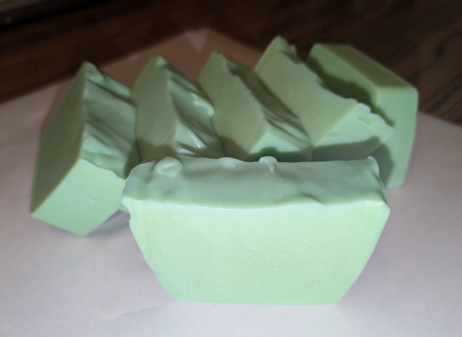 Handmade Soap Bars (6) 4 OZ. Bars PepperMint. Hemp oil, Tallow, Coconut.