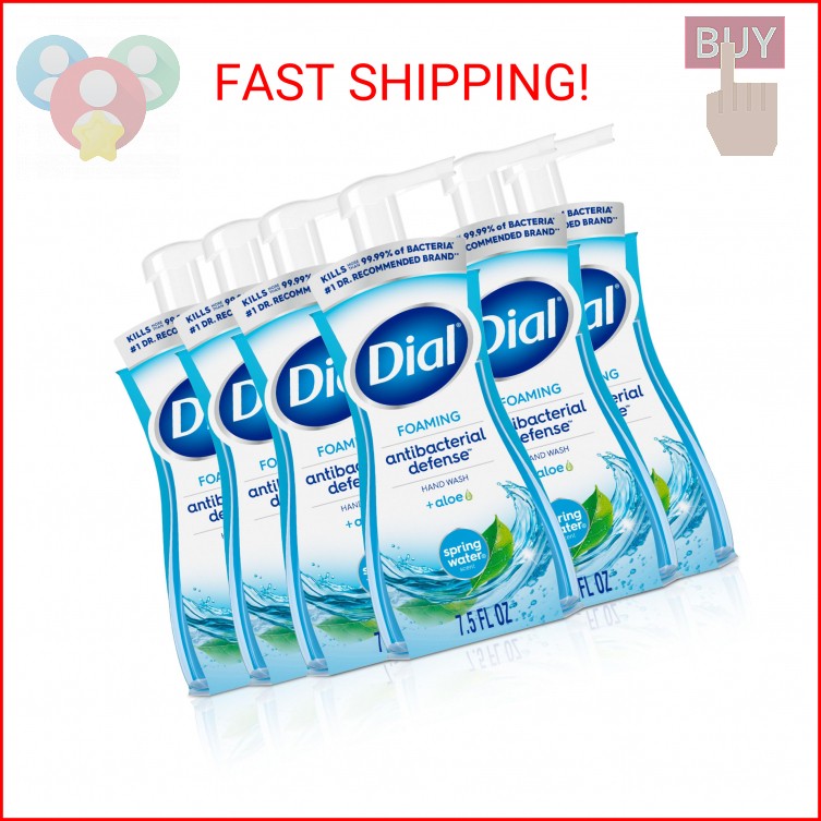 Dial Antibacterial Defense Foaming Hand Soap + Aloe, Spring Water Scent, 7.5 Fl