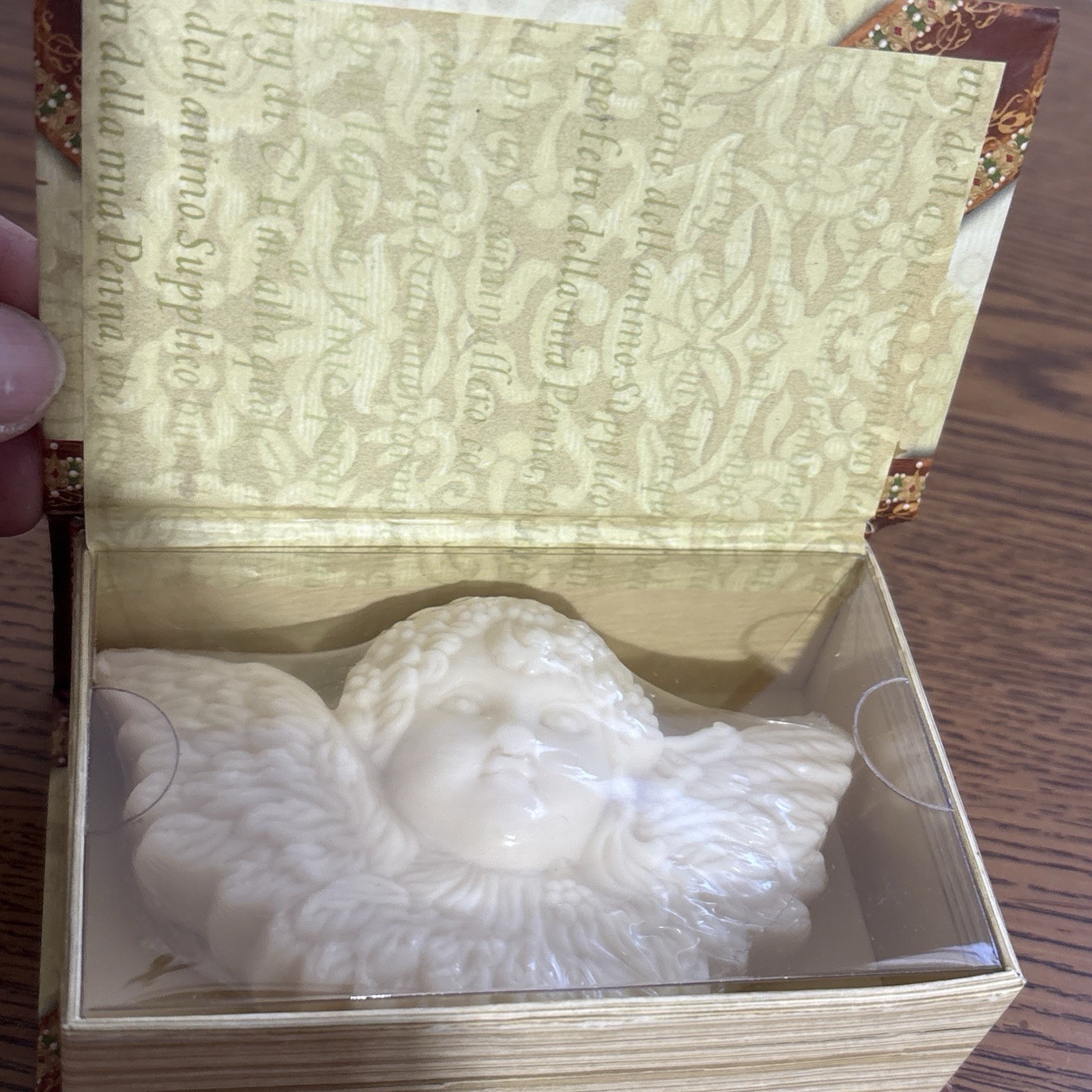 Punch Studio Cherub Shaped Almond Soap Bar In A Book Box Glitter Angel & Doves