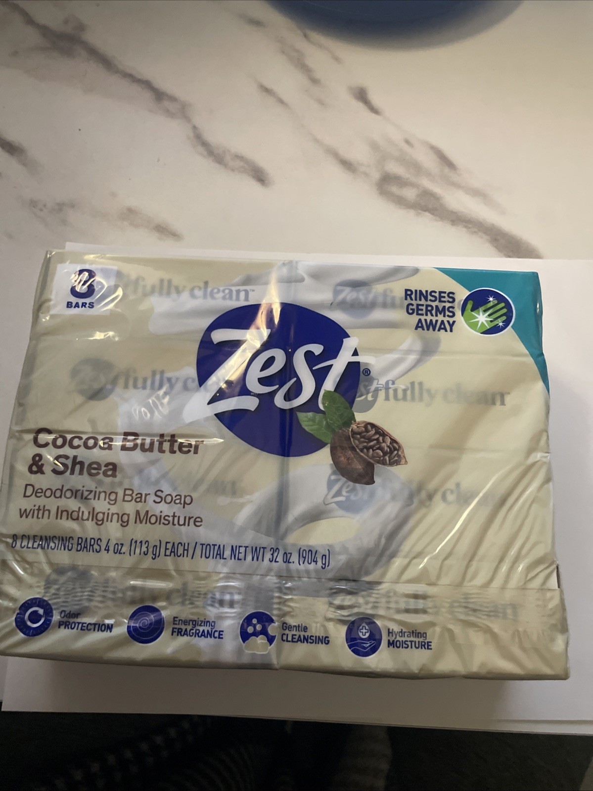 Zest Cocoa Butter & Shea Bar Soap, for All Skin Types, 4 oz, 8 Bars