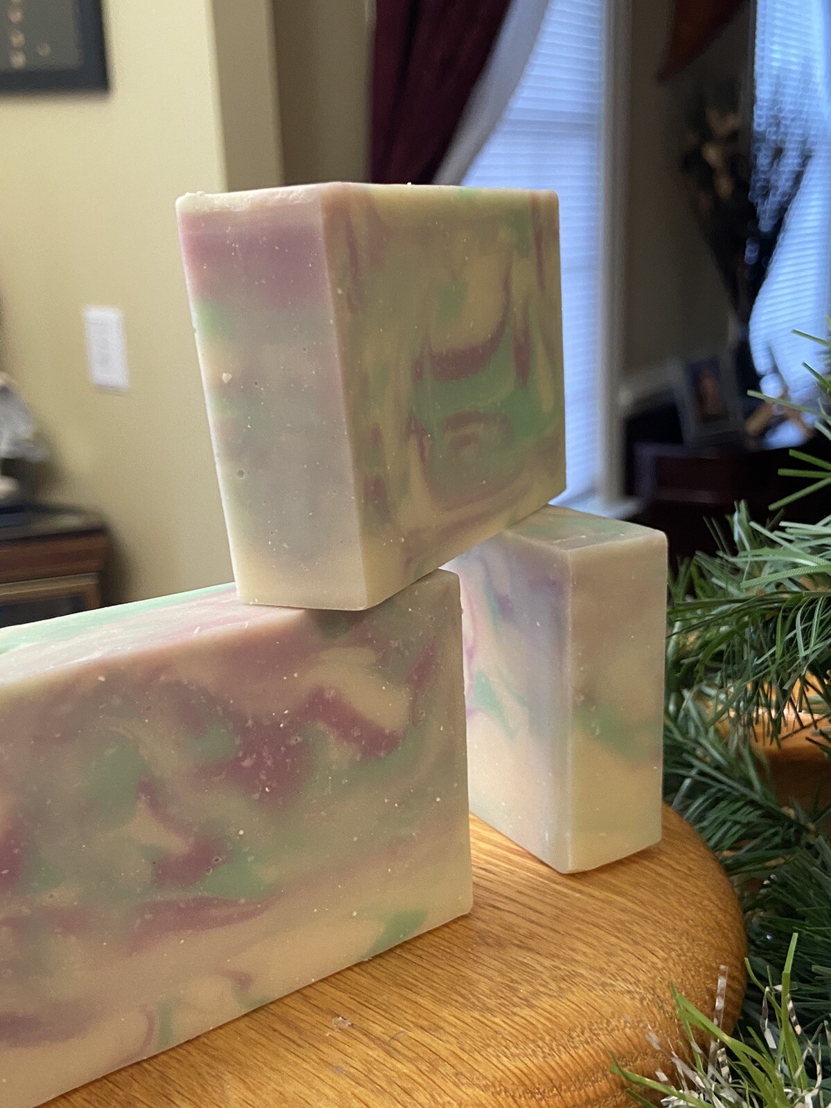 Handcrafted Swirl Soap Bar Purple, Green, White