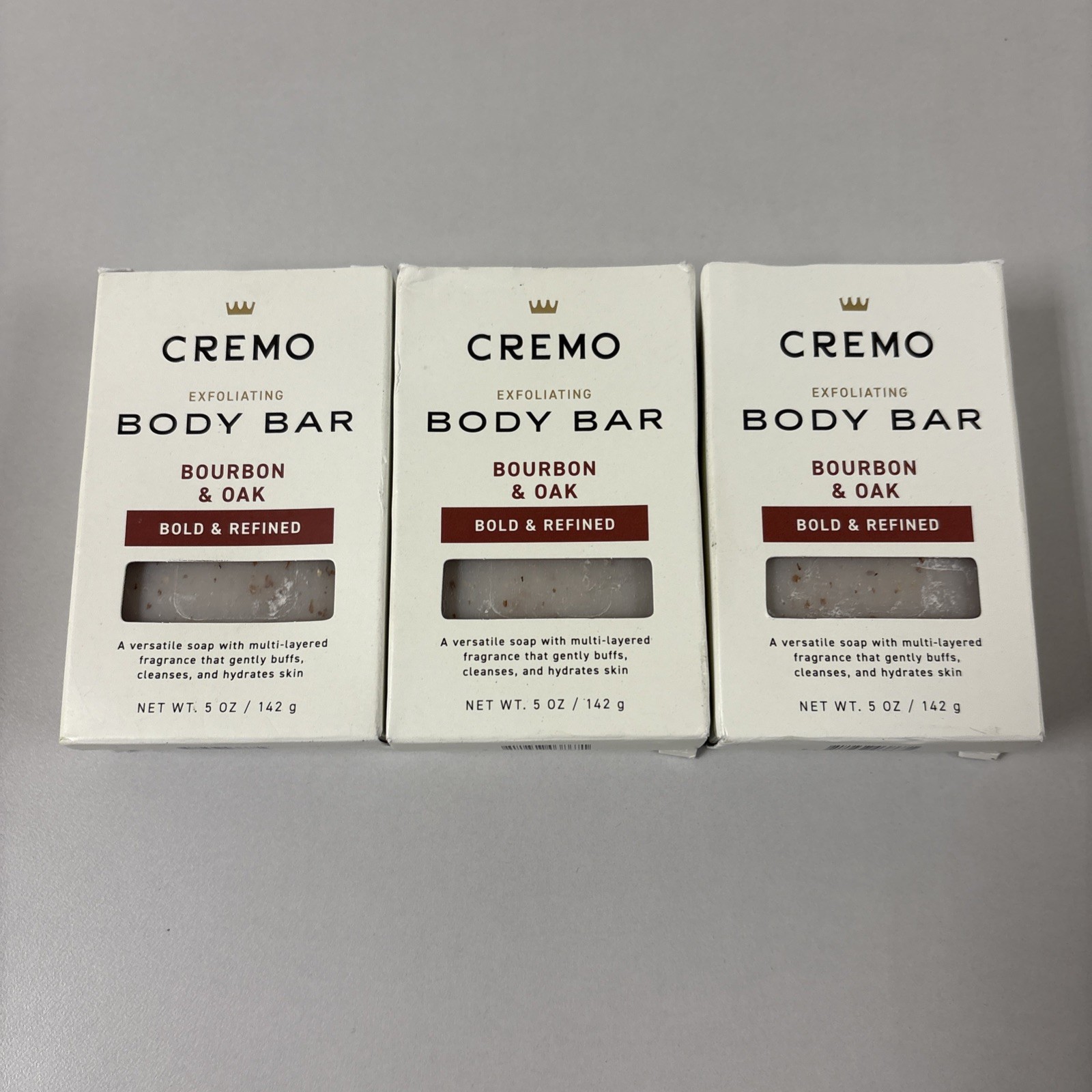 *Cremo Body Bar – Bourbon and Oak – 5 oz (142 g) – Lot Of 3 – B57-29