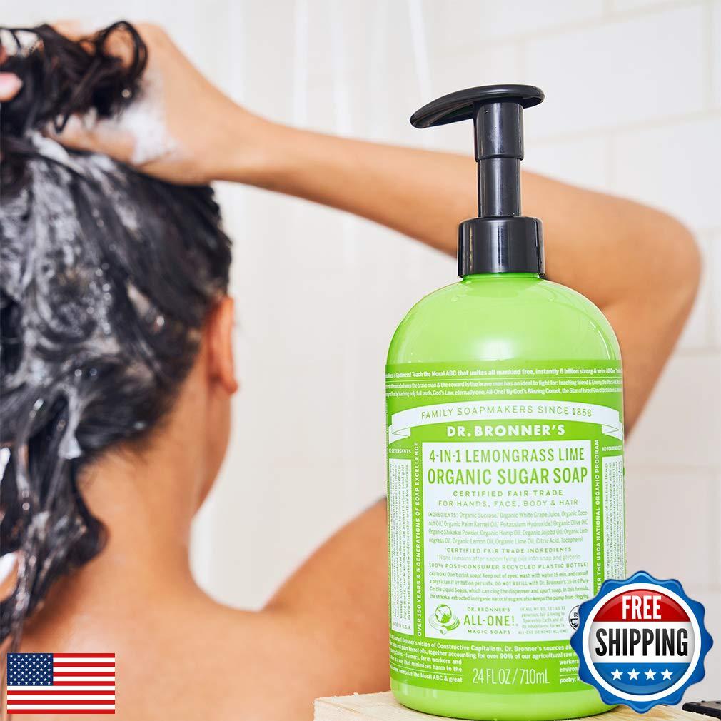 Dr. Bronner’s – Organic Sugar Soap (Lemongrass, 64 Ounce) – Made with Organic