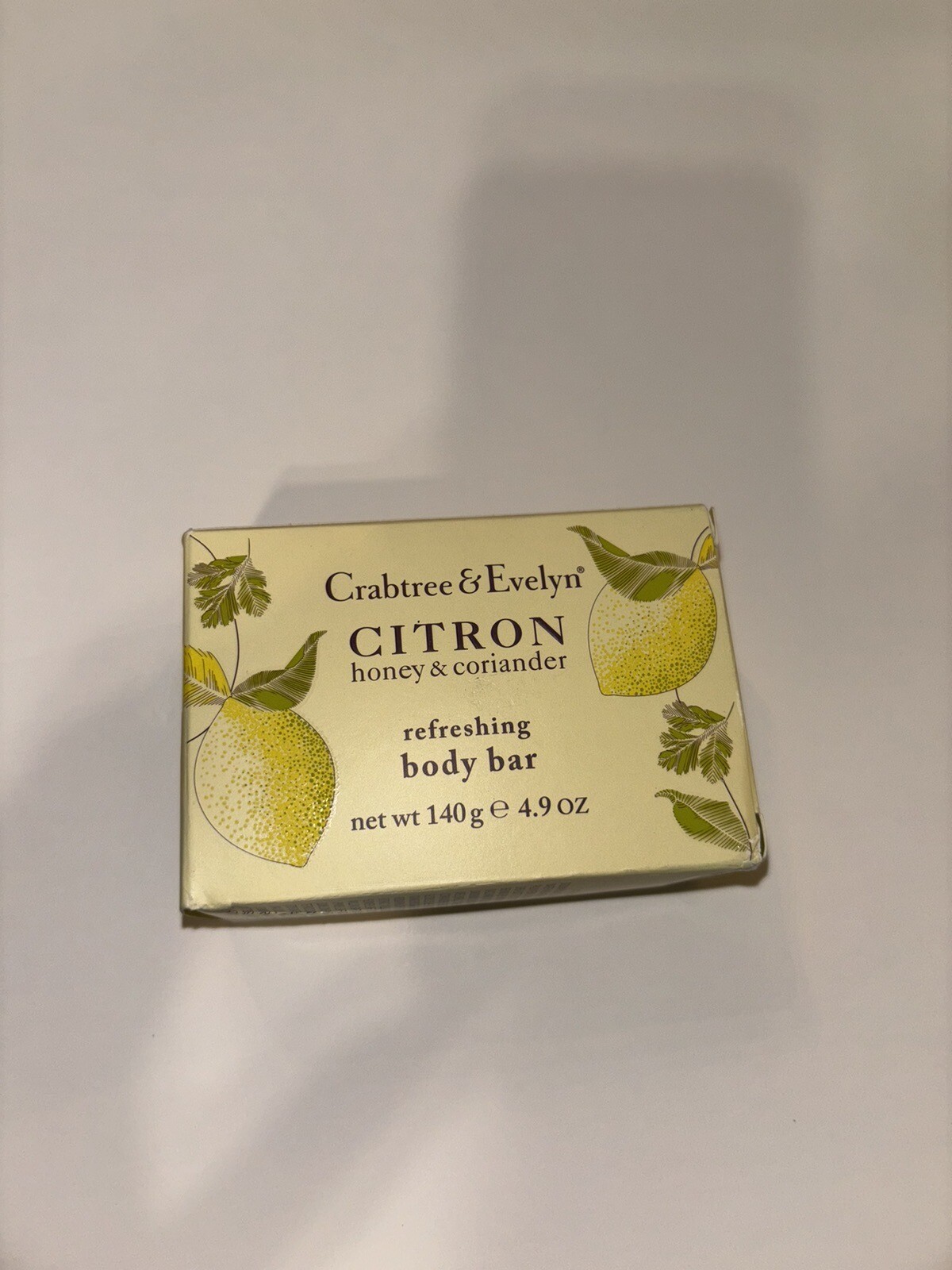 Retired Crabtree & Evelyn Citron Honey & Coriander Bar Soap NIB 4.9 ounces