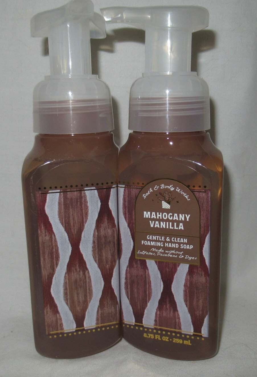 Bath & Body Works Gentle & Clean Foaming Hand Soap Set Lot of 2 MAHOGANY VANILLA
