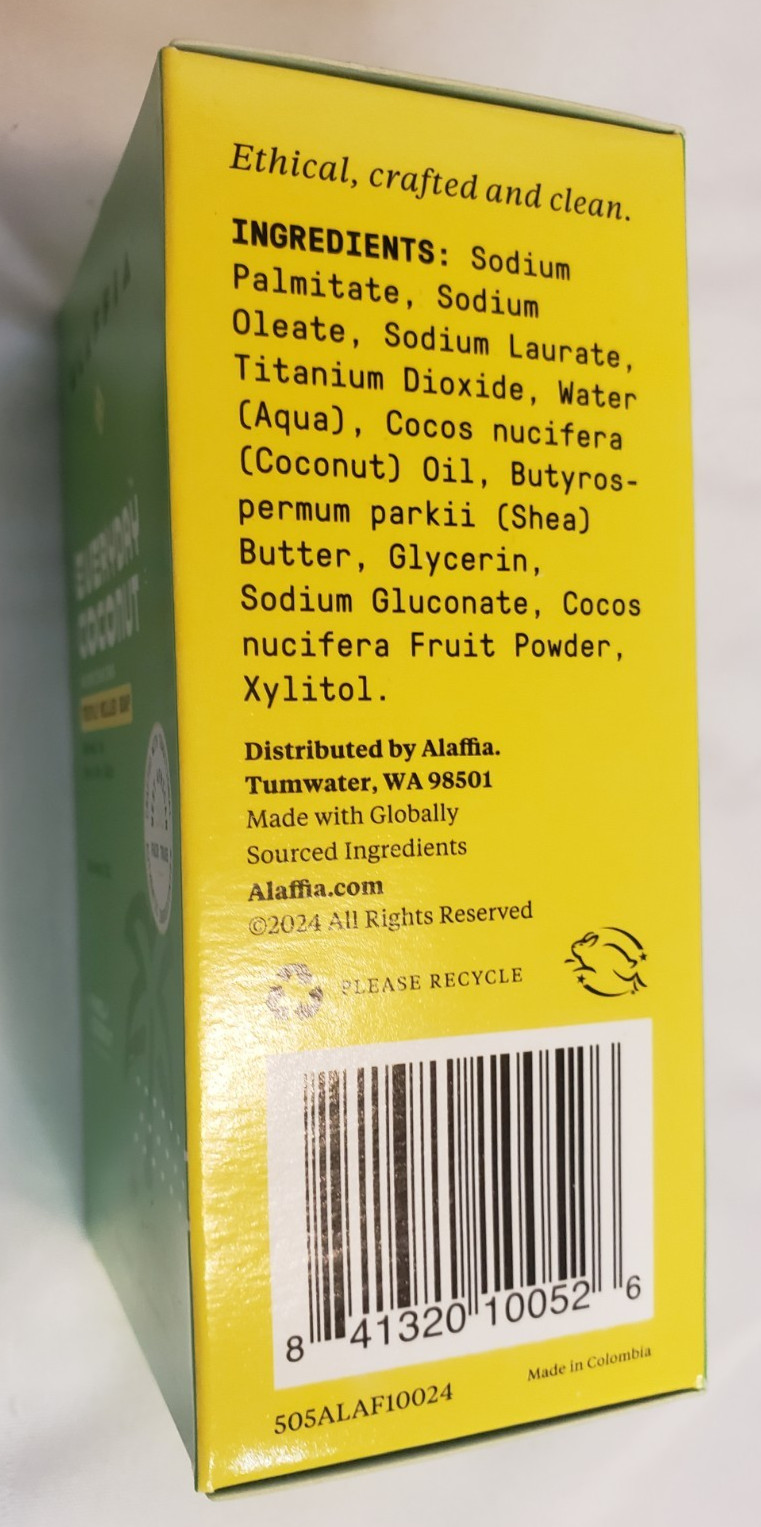 Alaffia Everyday Coconut Triple Milled Bar Soap Normal Very Dry Skin – Pack of 4