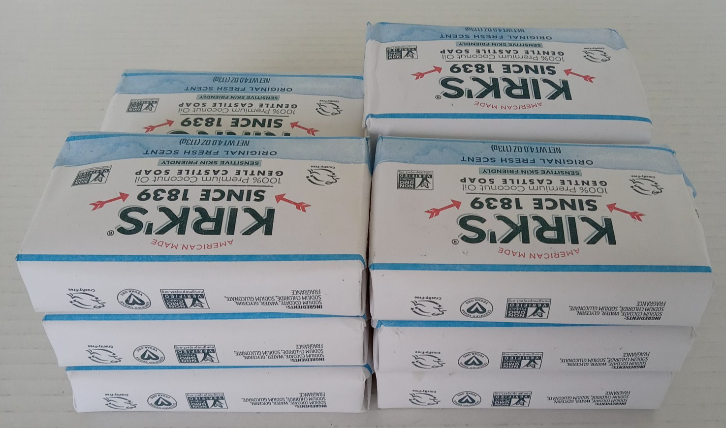 11 Bars Kirks Fresh Scent Castile Bar Soap 100% Coconut Gentle 4ozx11 Bars Kirks