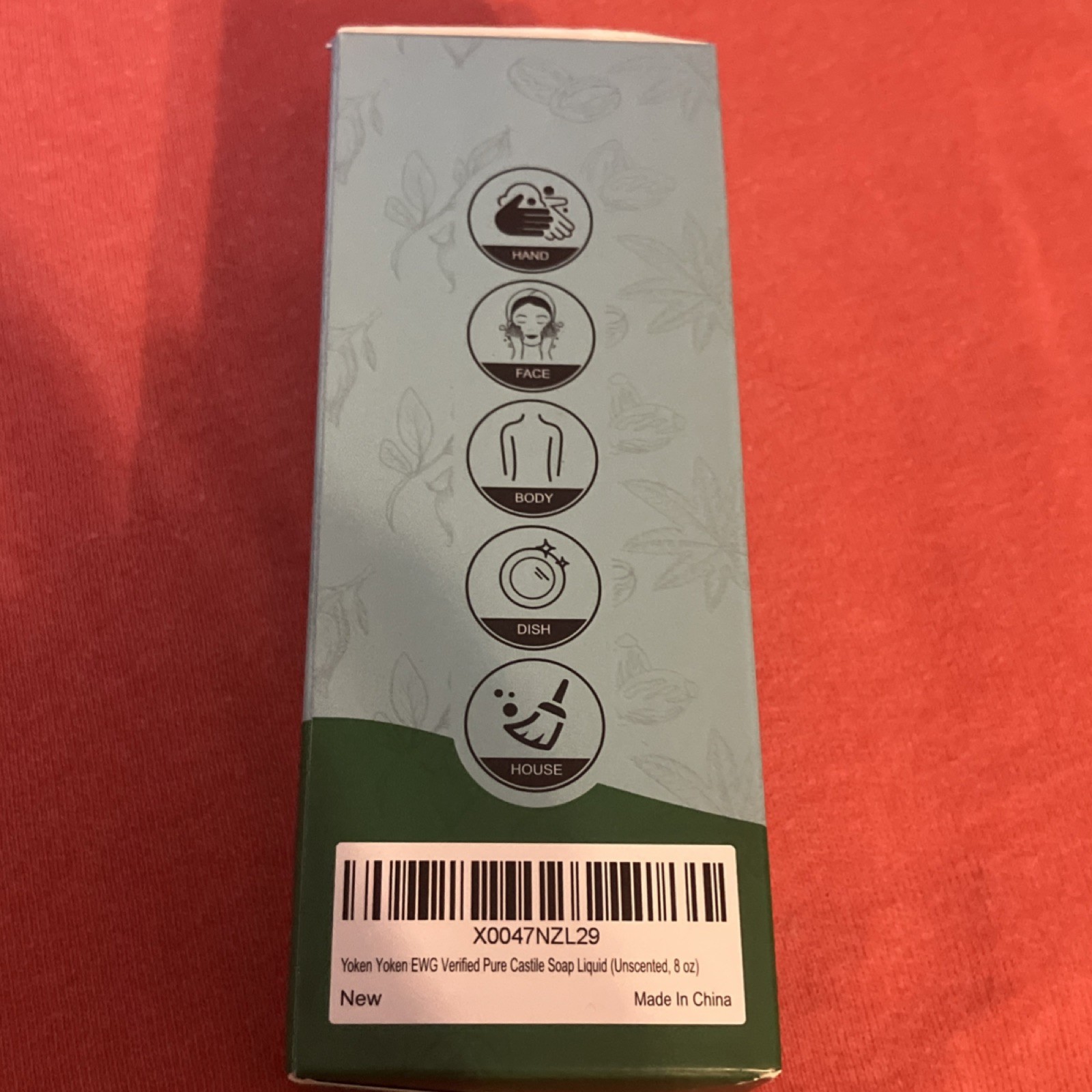 Yoken Pure Castile Soap Organic Vegan Fragrance-Free 8 fl oz for Face Body Hands