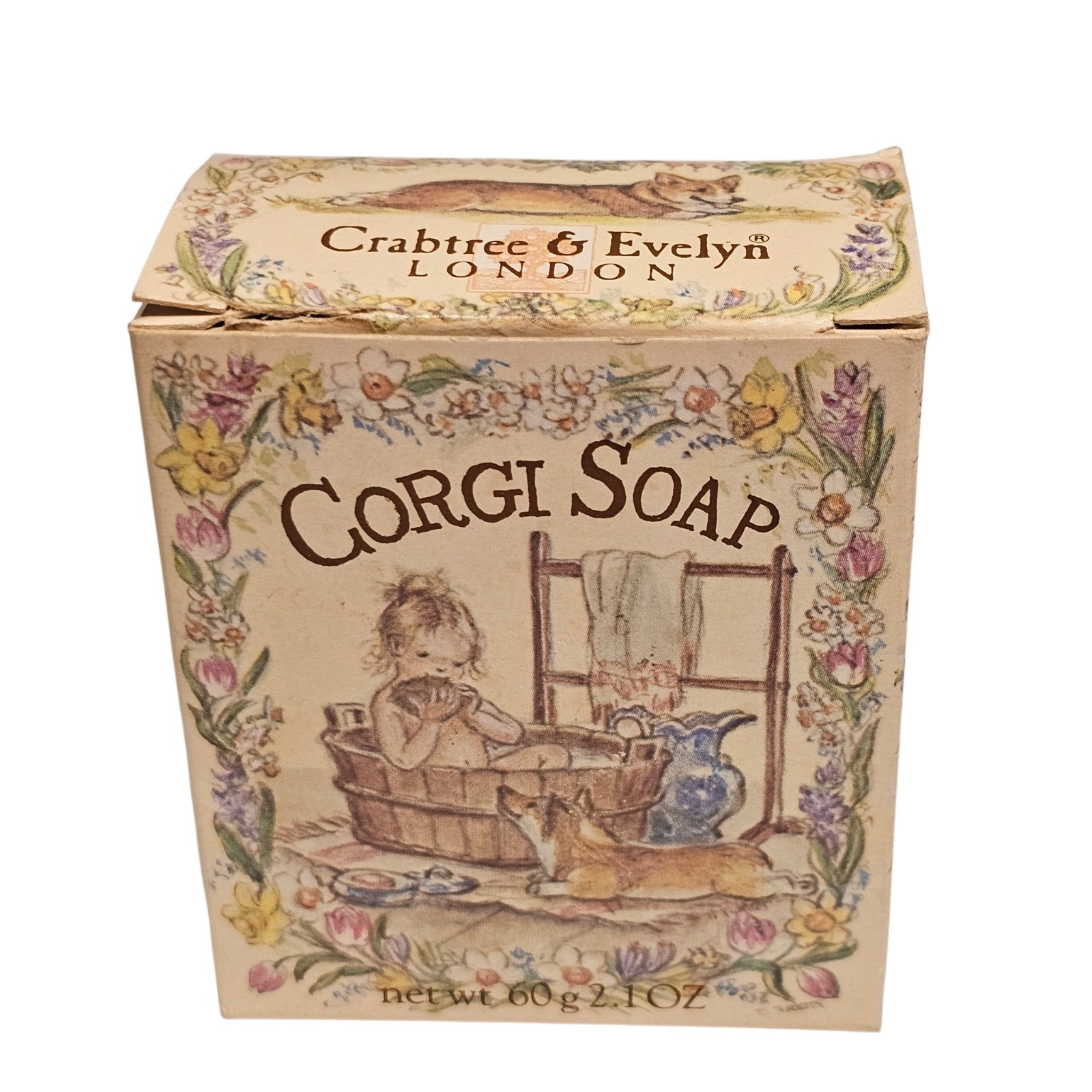 Vintage Crabtree & Evelyn Dog Corgi Soap -London England Illustrated Box