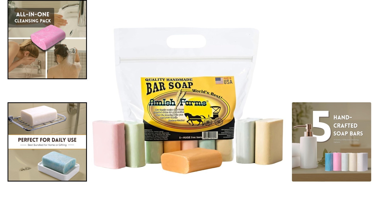 Detoxifying & Hydrating 5-Bar Natural Soap Set – Cruelty-Free, Paraben-Free