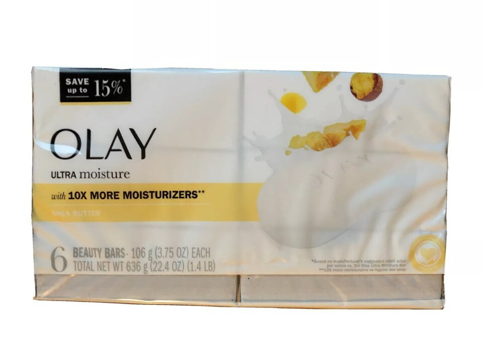 NEW! OLAY (6-BARS) 3.75 Oz. Bars ●SHEA BUTTER● Ultra 10X Moisture Beauty Bars.