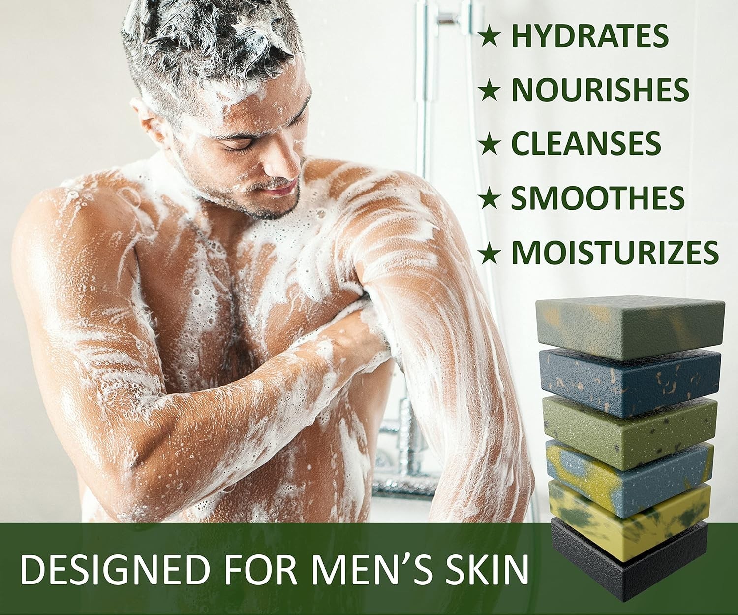 ELEMENTS Men’s Bar Soap – Masculine Scents, 100% Natural Soap for Men – Essen…