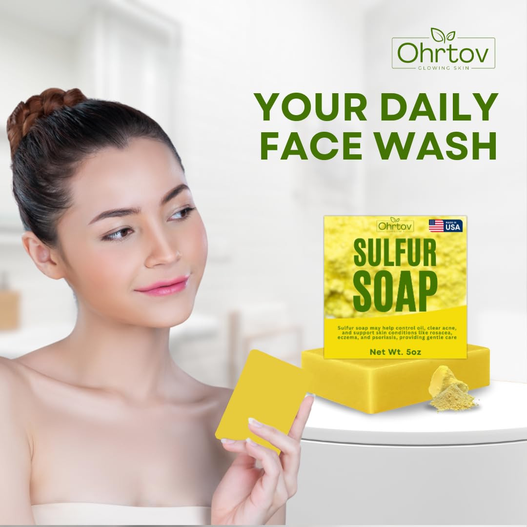 Sulfur Soap Bar – Sulfur Face & Body Wash for Acne – Sulphur Exfoliating Facial