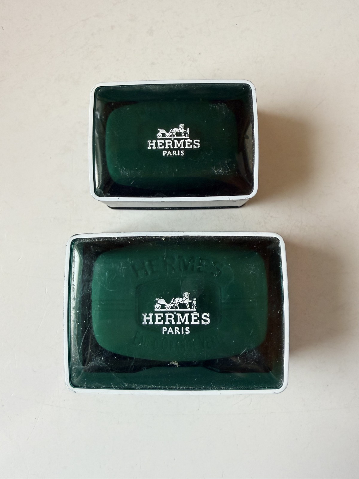 Hermès Eau d’Orange Verte Soap Lot of 2 NEW Vintage 1.7 oz & .8 oz Unused in Box