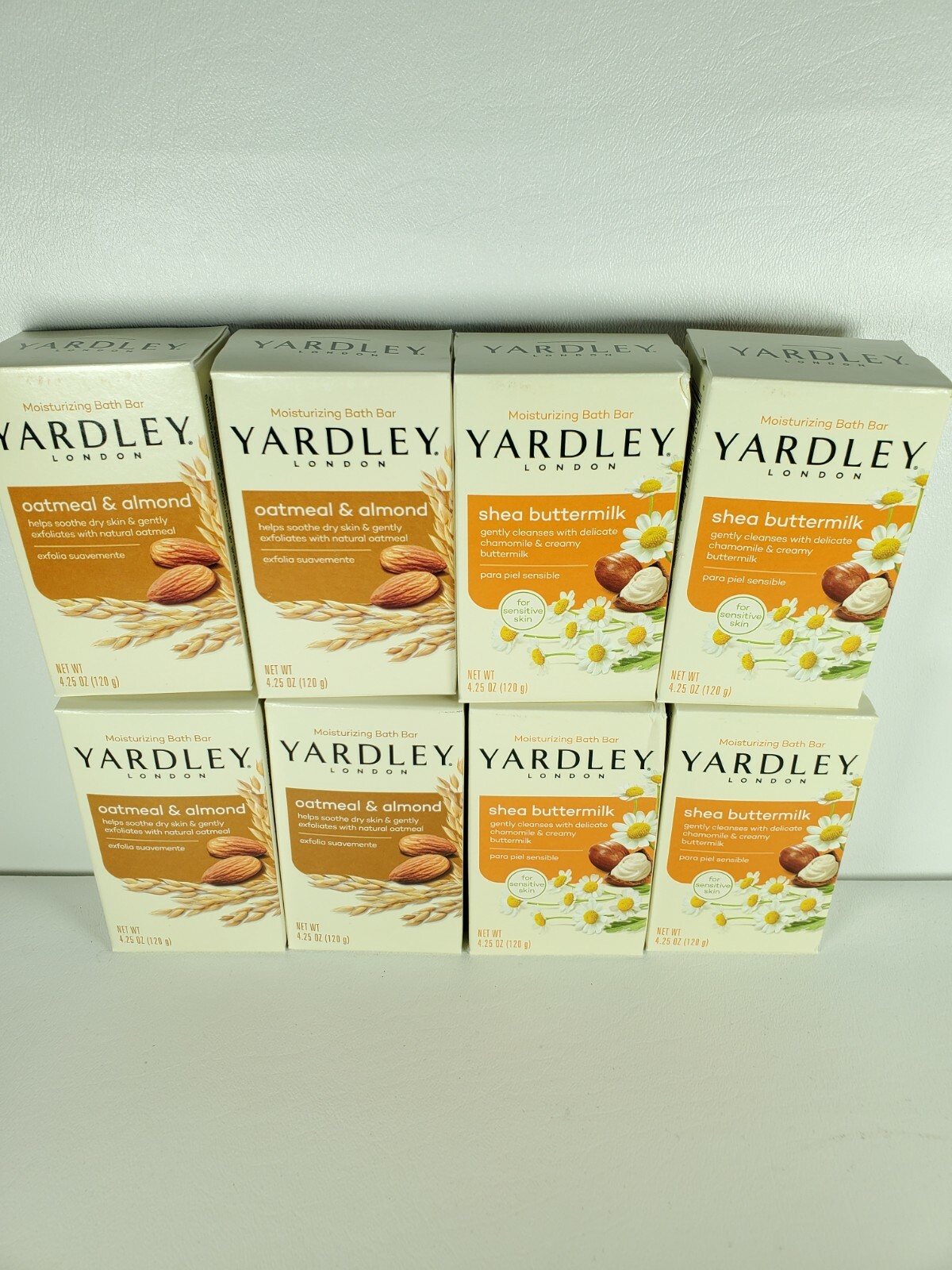 New 8 Bars Yardley London OATMEAL & ALMOND and SHEA BUTTERMILK 4.25 oz