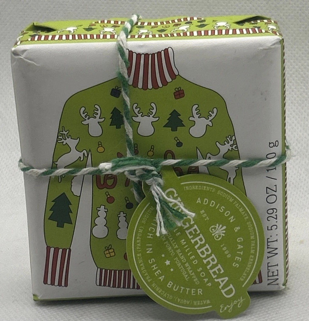 Addison & Gates Gingerbread Scented Bar Soap 5.29 oz Teacher Gift Stocking ￼