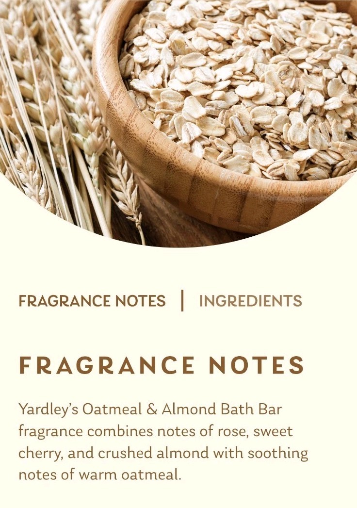 NEW! YARDLEY LONDON (4.0 Oz.) 113g ●OATMEAL & ALMOND● Nourishing Bath Bar🫧