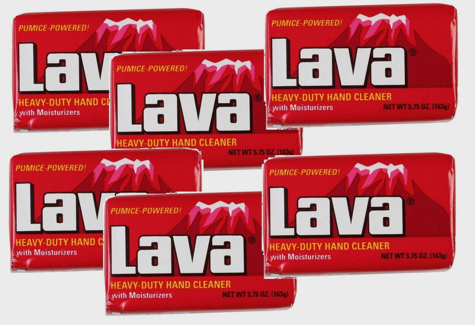 6 ~ LAVA Bar Green Soap 5.75 Oz Heavy Duty with Pumice Hand Cleaner Grease Dirt