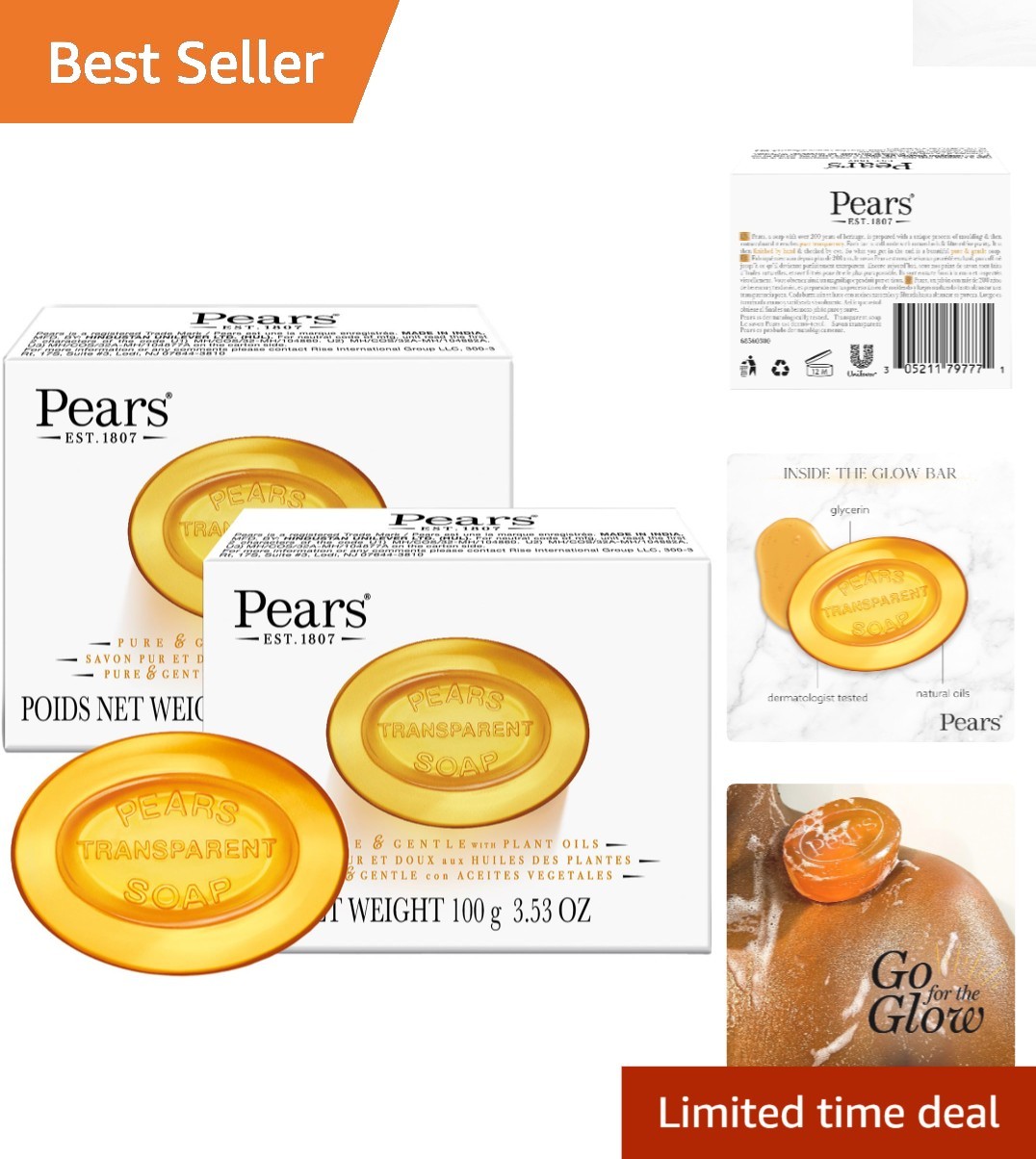 Natural Pear Scent 2-Pack Glycerin Soap – Luxurious Care for All Skin Types