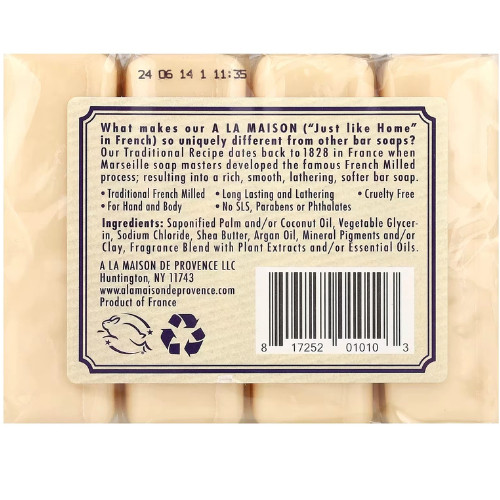 A La Maison Lavender Flowers Bar Soap Value Pack – 4 CT – 3.5 Oz Each