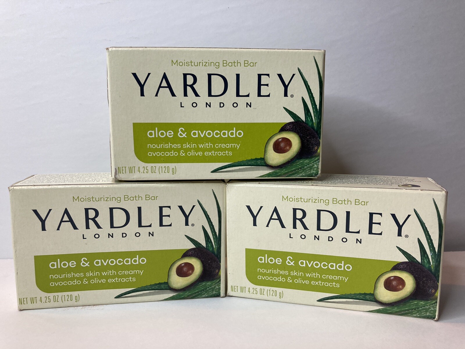 Yardley Moisturizing Bath Bar Soap ALOE and AVOCADO 4.25 oz Lot of 3