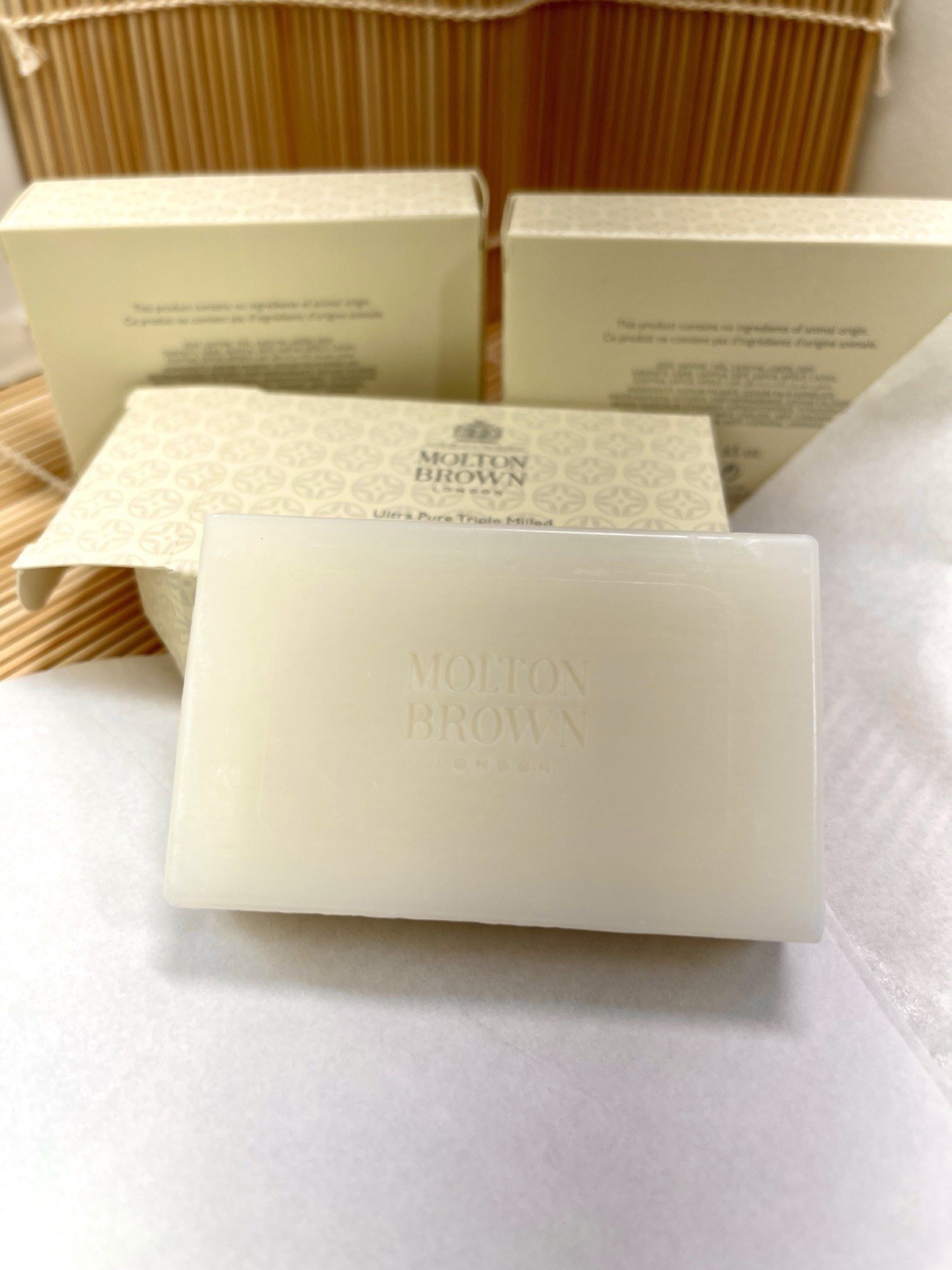 NIB Molton Brown Pure Triple Milled Soap 2.65 OZ. Rich Lather Delicate Scent 3PK
