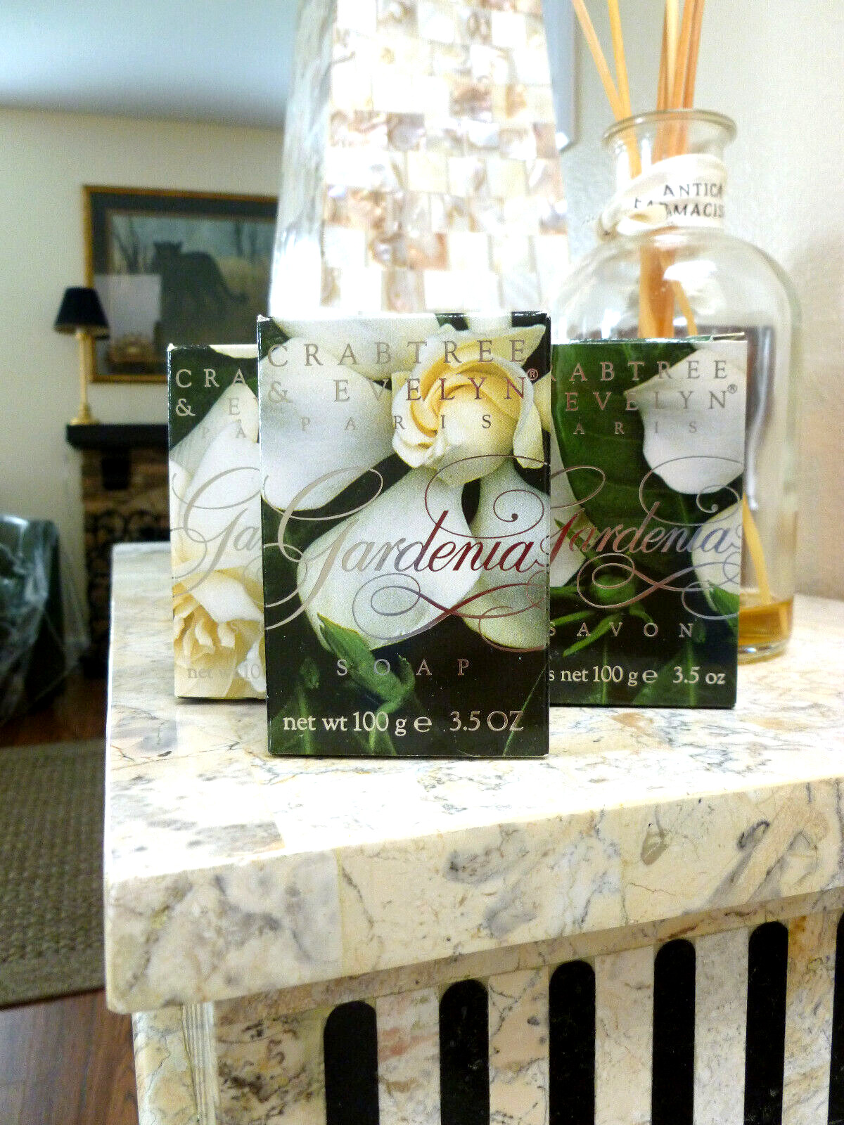 Crabtree & Evelyn Vintage 1990 Paris Gardenia Soap Lot of 3 Bars 10.5 oz
