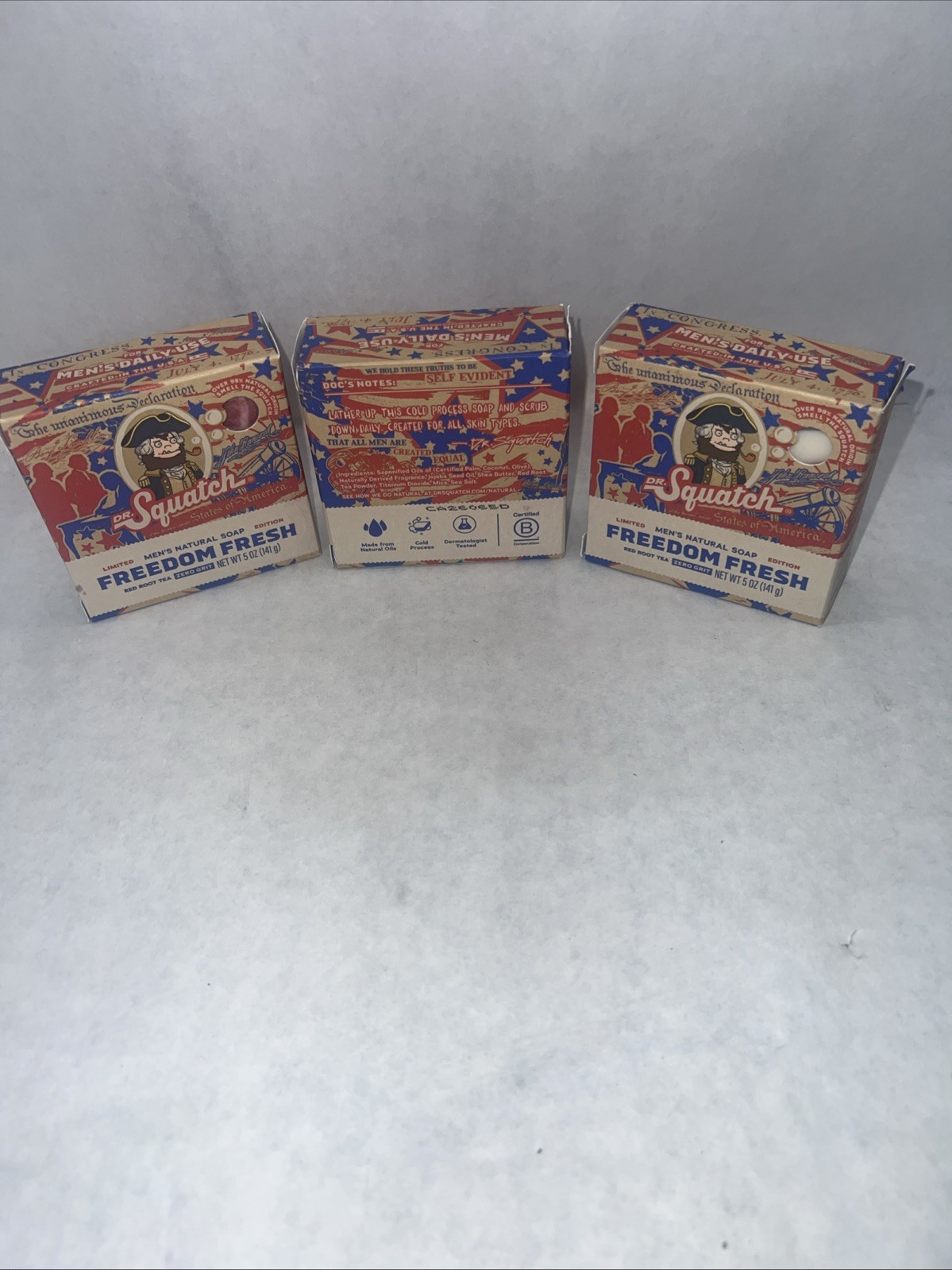 DR. Squatch Freedom Fresh Bar Soap – 5oz Red Root Tea ZERO GRIT – Lot Of 3