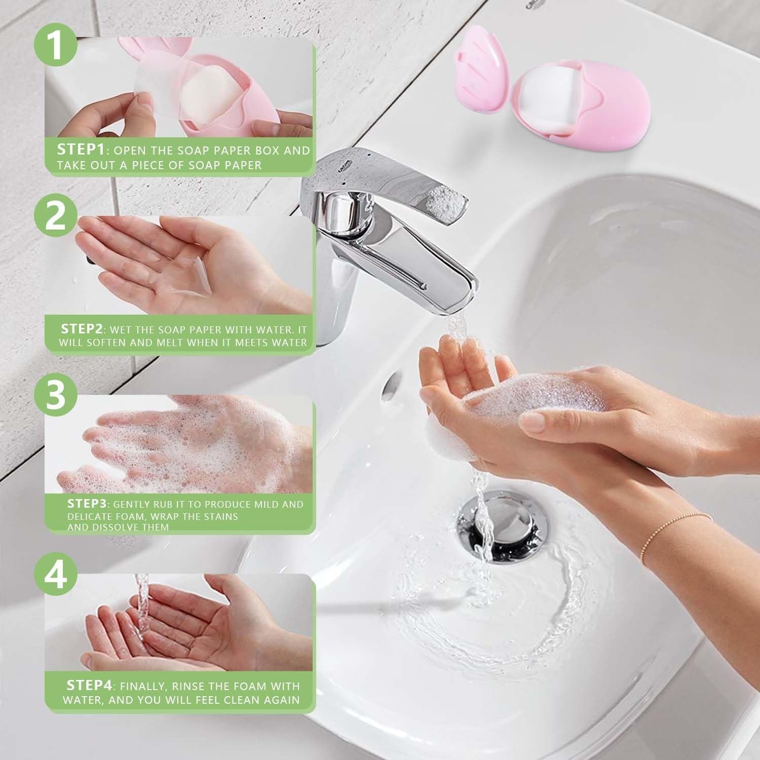 Biodegradable Mini Travel Soap Sheets – 300 Jasmine Scented Sheets for Camping