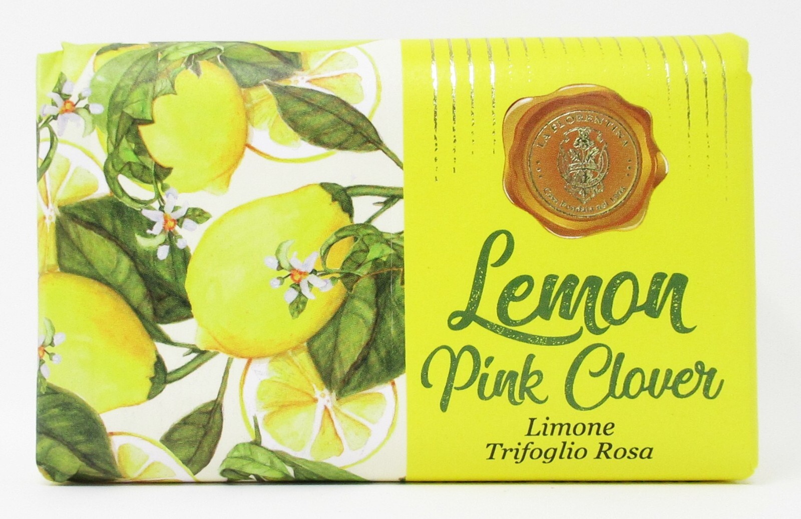 Italian Luxury Bath Bar Soap Lemon Pink Clover large 9.7 oz