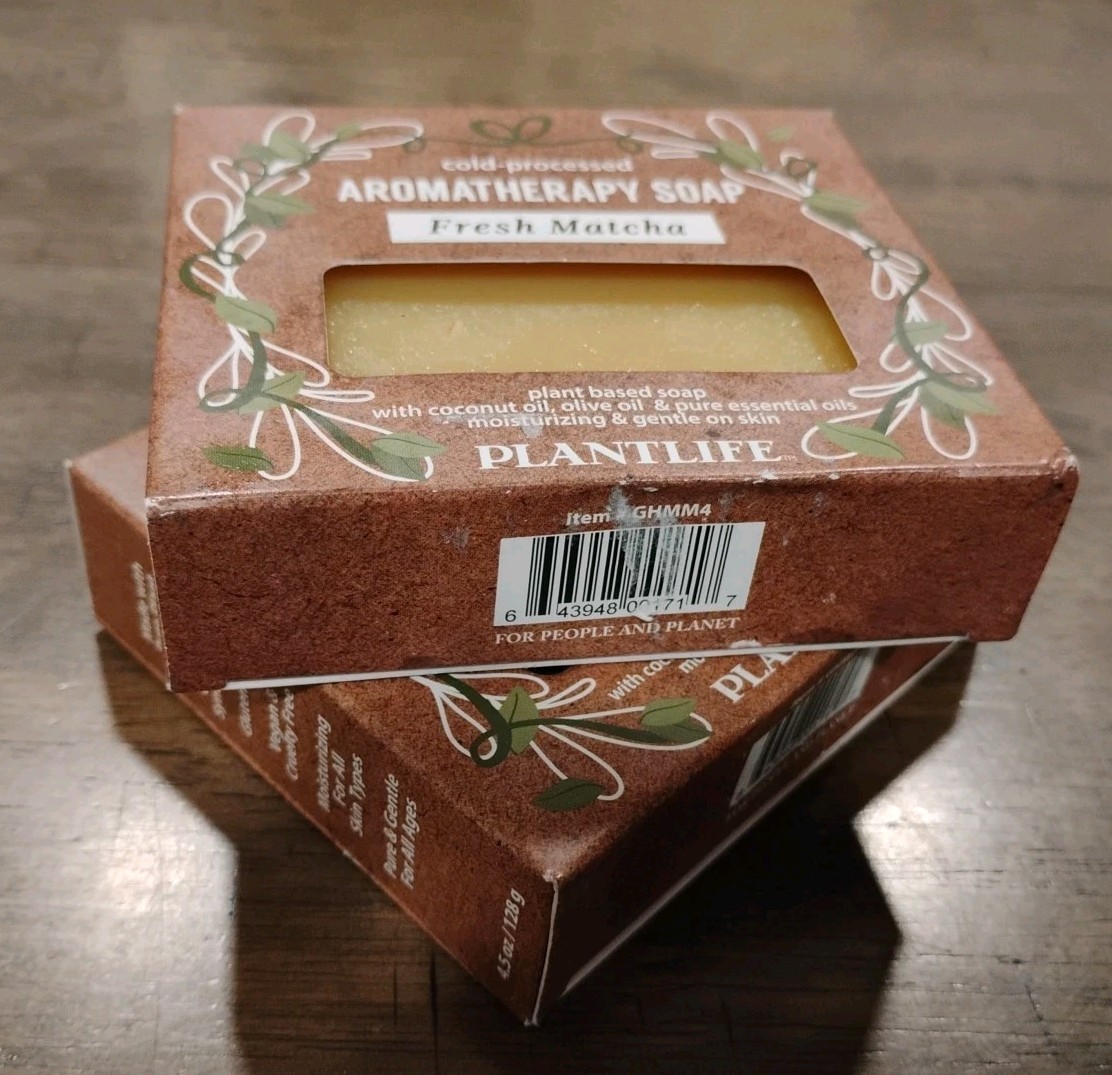 Lot of 2 Plantlife 4.5oz Bars – Cold-Processed FRESH MATCHA Aromatherapy Soap