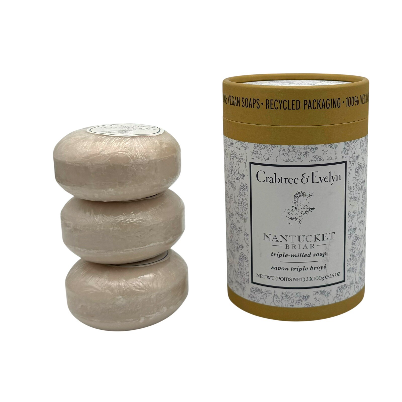 Crabtree & Evelyn Triple Milled Soap Set Nantucket Briar 3 X 100g Soaps In New