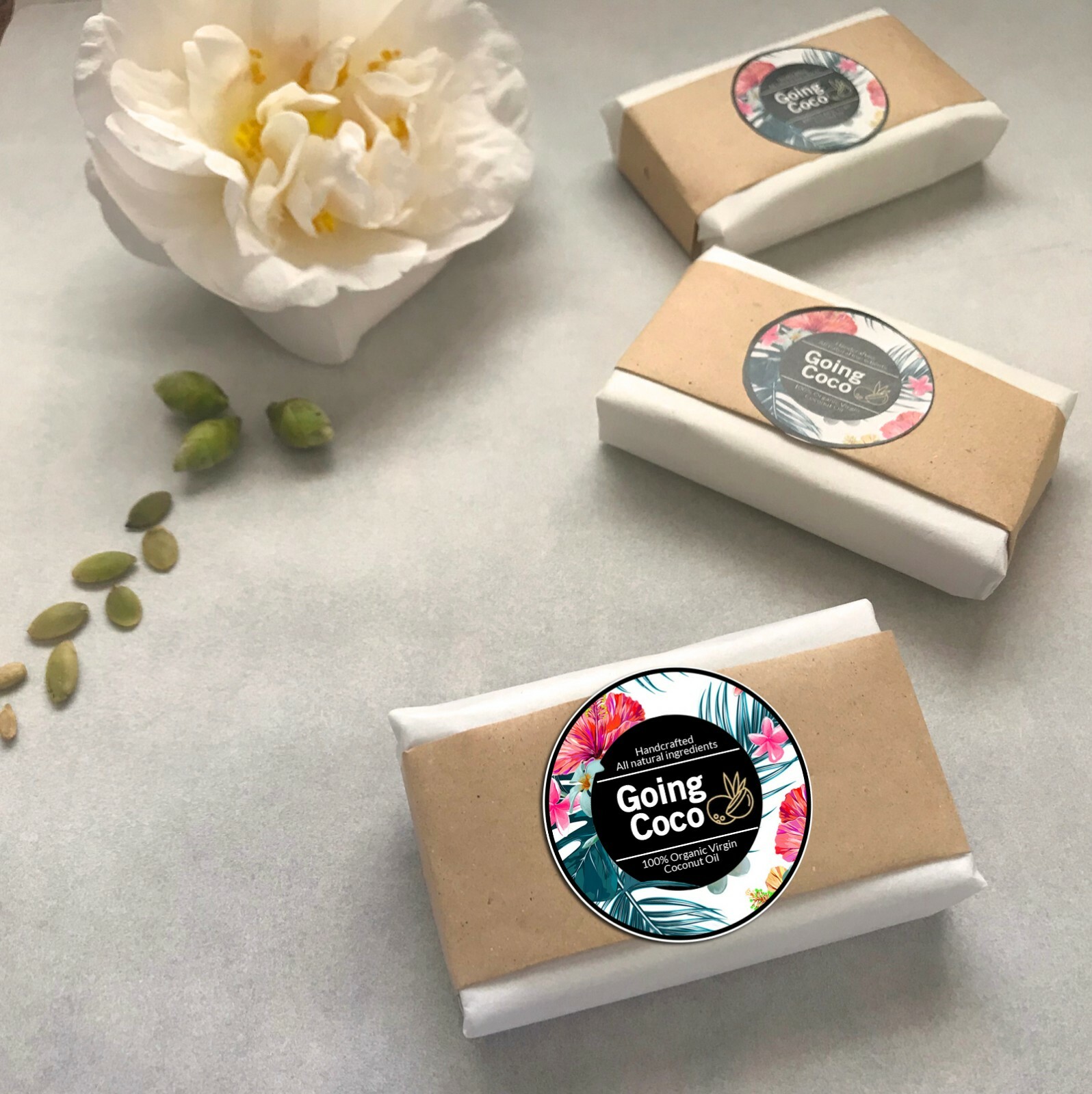 100% ORGANIC COCONUT OIL Exfoliating Body Bar – Black chia, Sugar, Salt_70 g