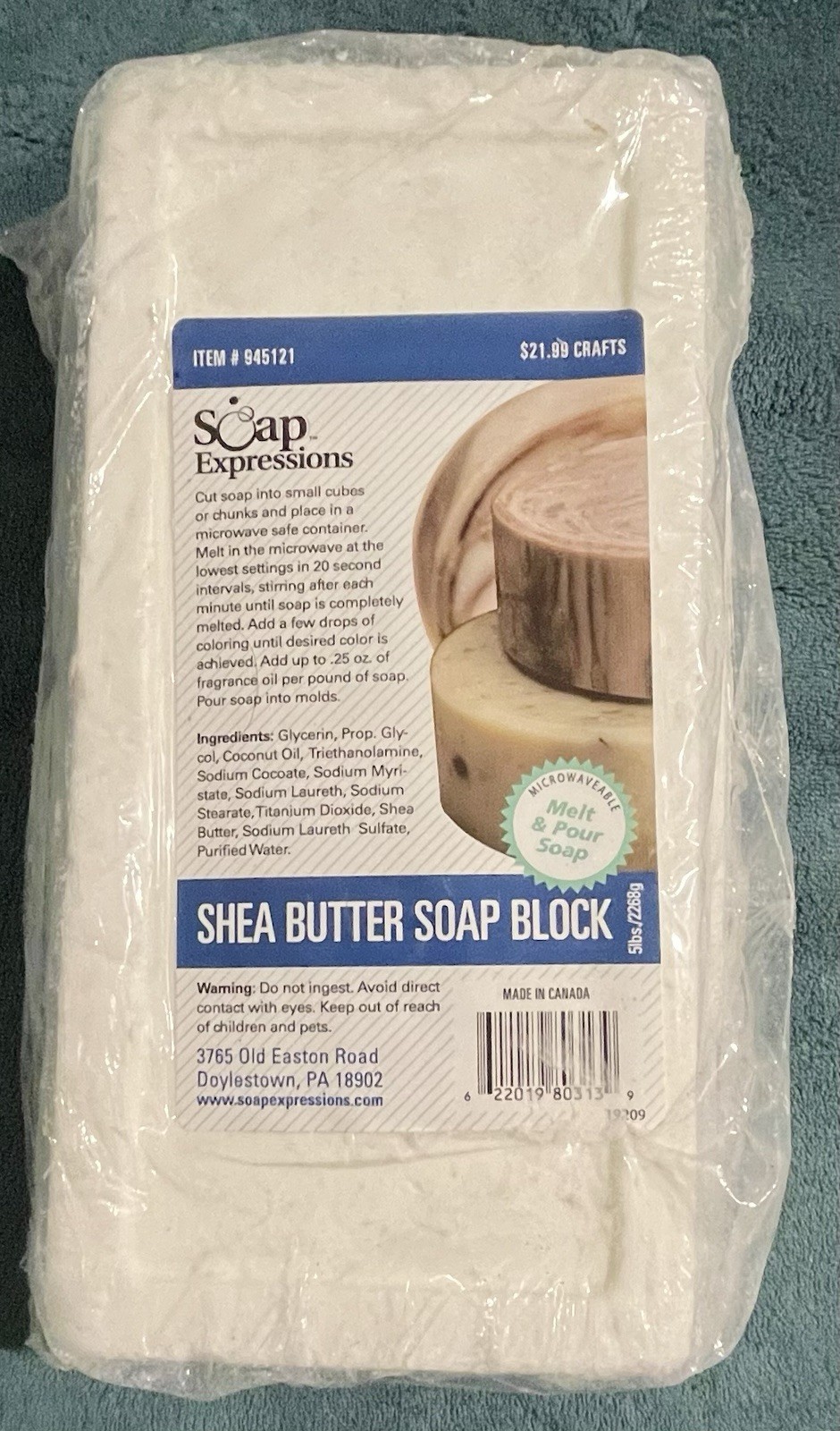 SOAP EXPRESSIONS SHEA BUTTER MOISTURIZING MELT & POUR GLYCERINE SOAP BASE 5 Lbs.