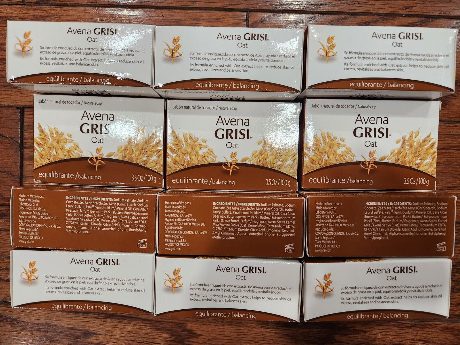 12 BARS AVENA GRISI OAT NATURAL SOAP BALANCING 3.5 OZ EACH MADE MEXICO 100 GR EA