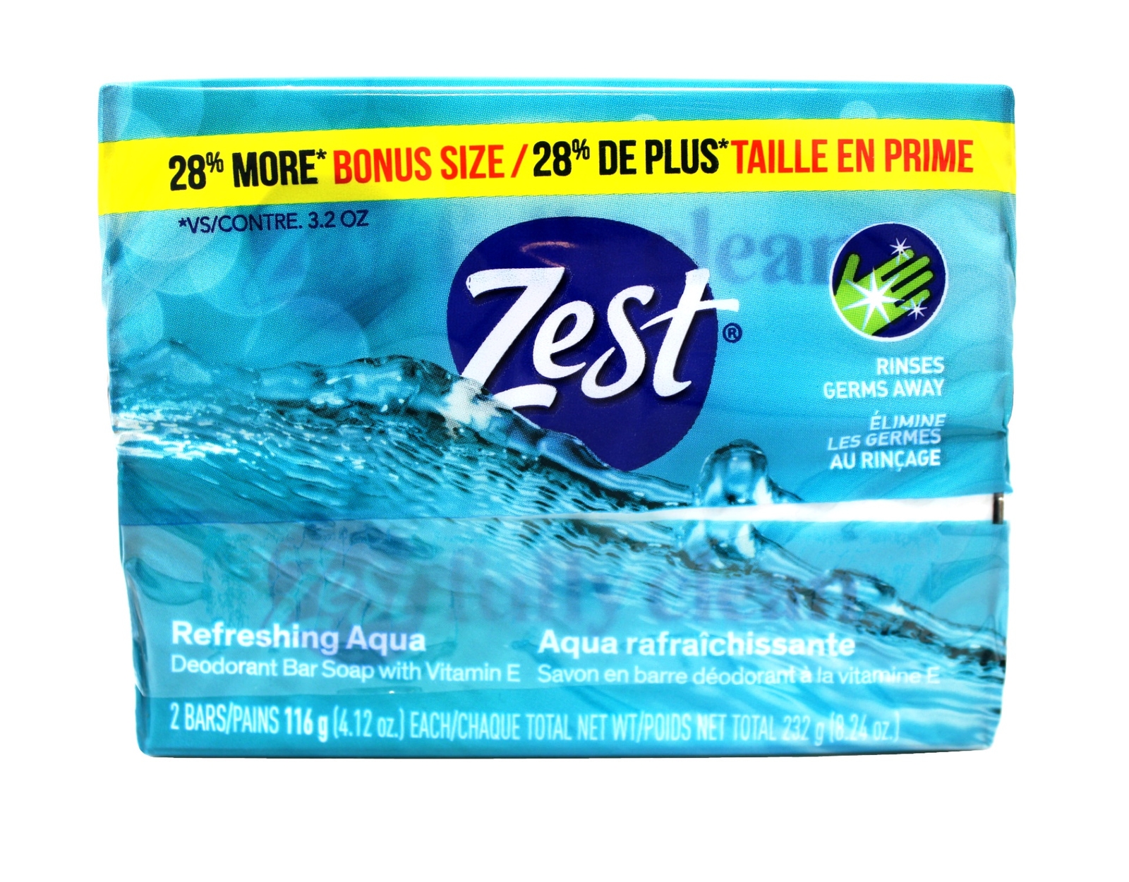 Zest Soap Refreshing Aqua Bath Bars 4.12 Ounce (Pack of 2) – 3 Pack