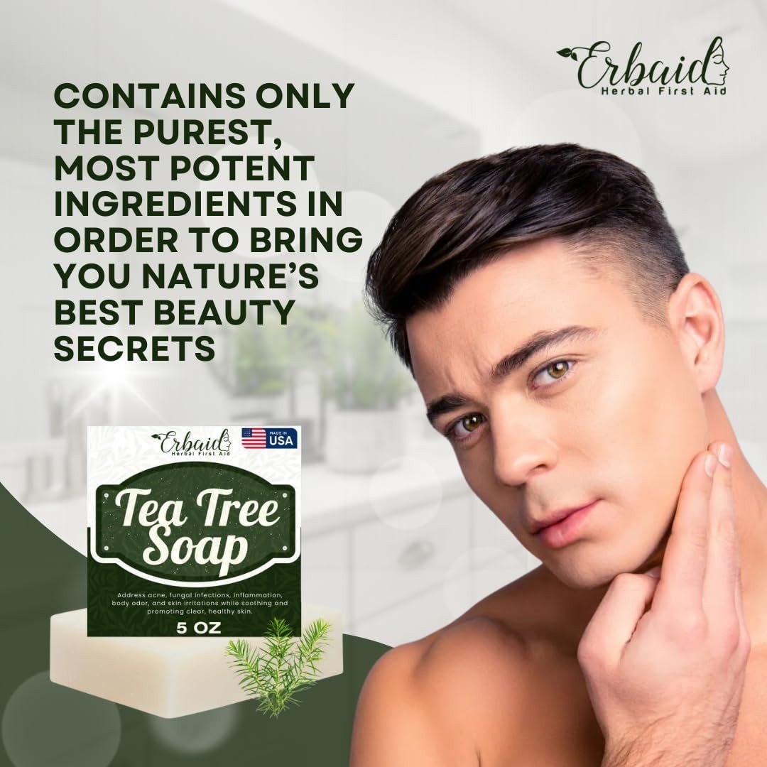 Gentle Tea Tree Oil Soap Bar for Acne & Skin Irritations – 5 oz Cleansing Power