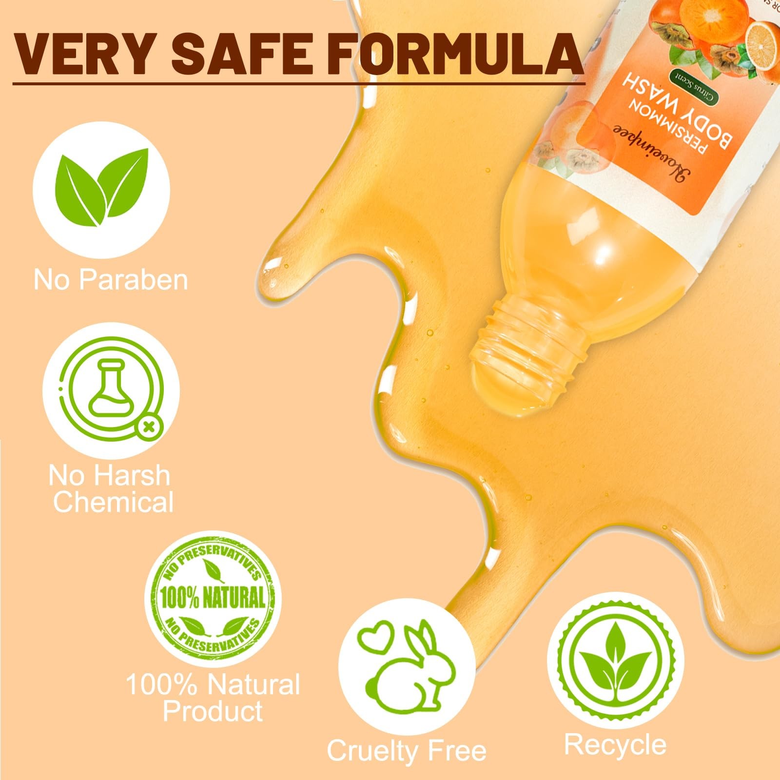 2 Pack Persimmon Body Wash Odor Eliminator, Deodorizing Persimmon Soap for Ol…