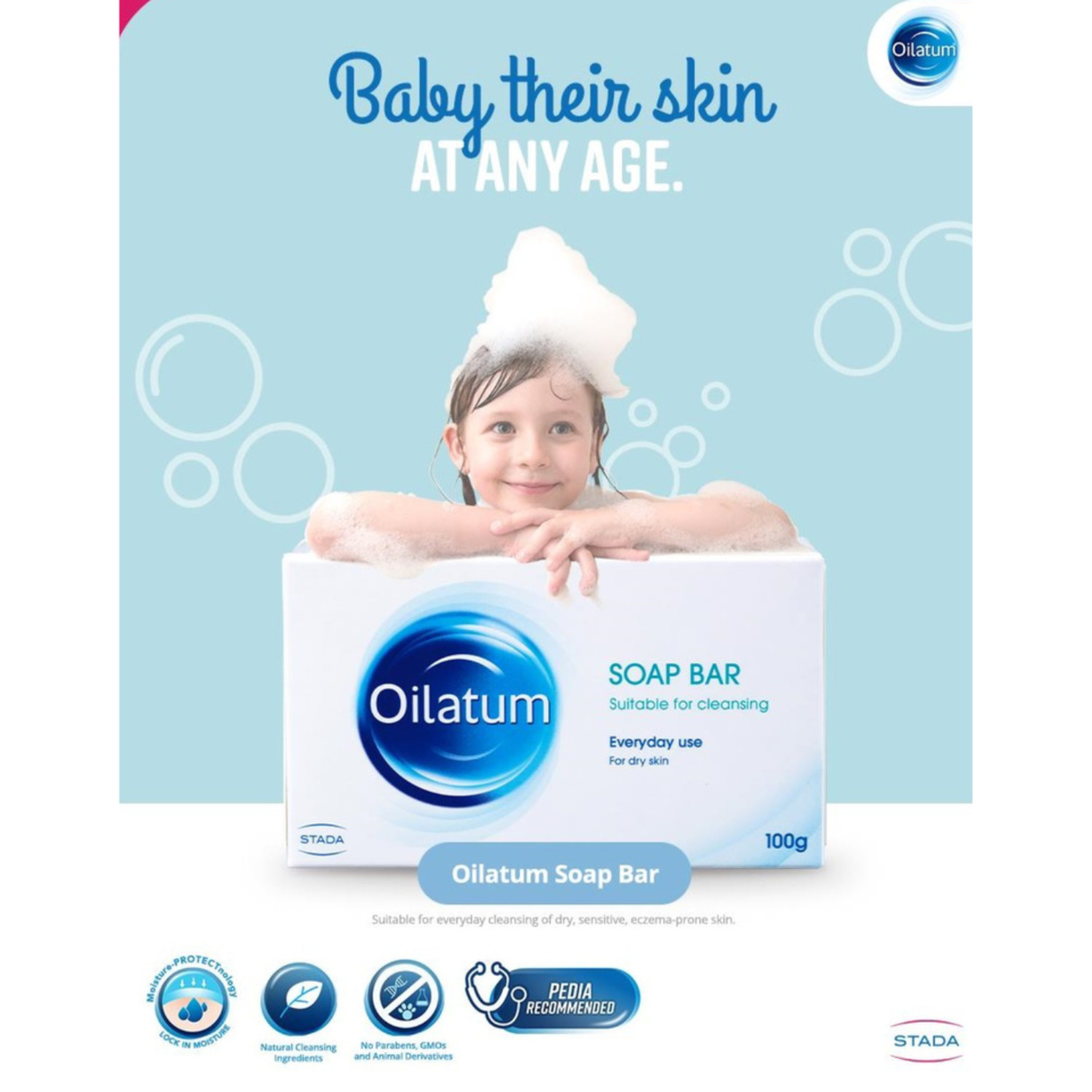 Oilatum Soap Bar 100g Gentle Moisturizing Cleanser Dry Sensitive Skin Care